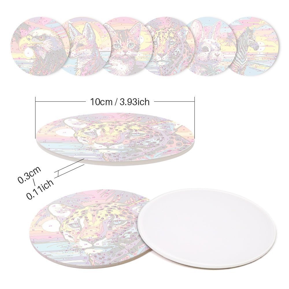 Animal Coasters 6 PCS paint by numbers kit