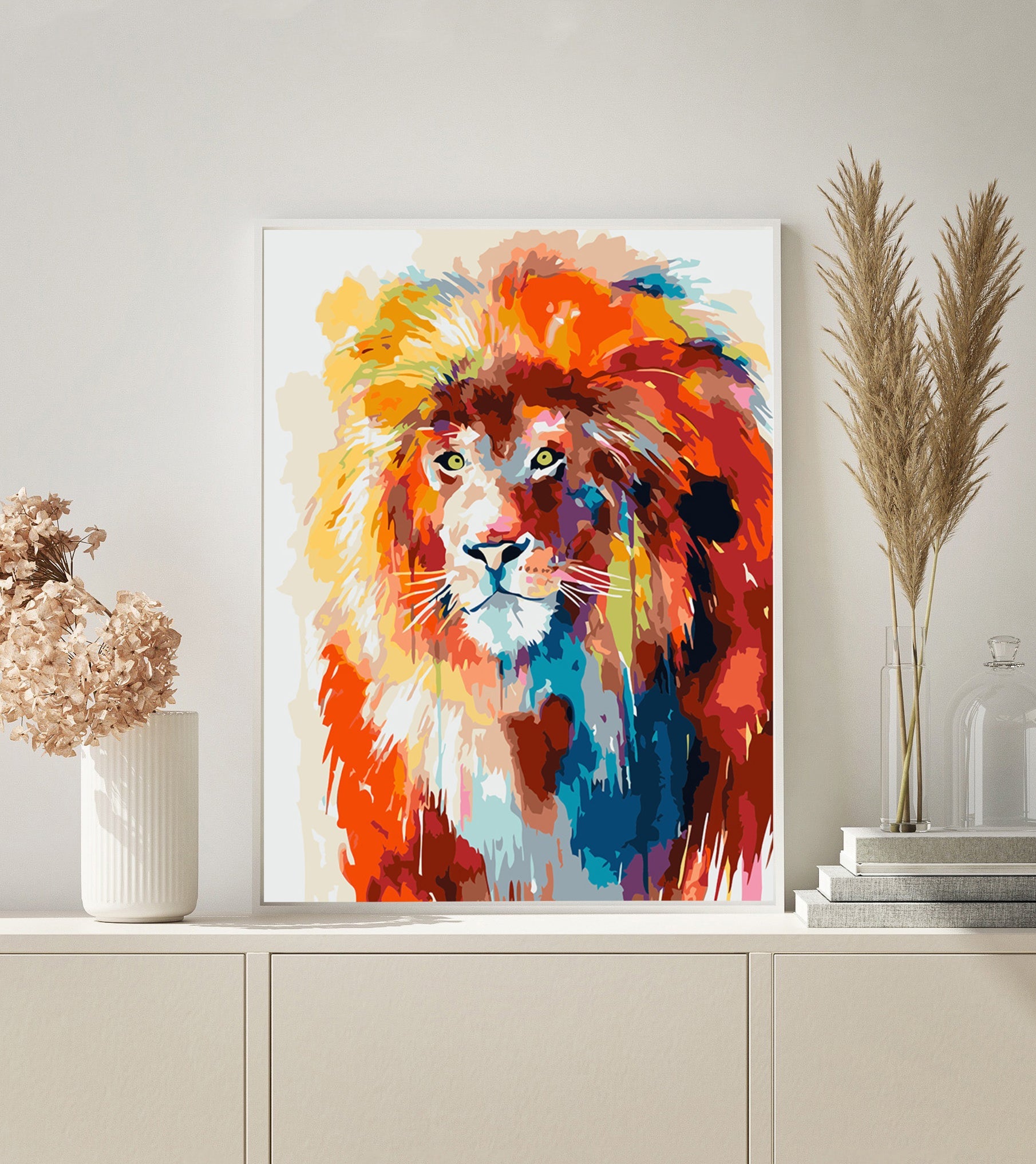 Colorful Lion paint by numbers kit