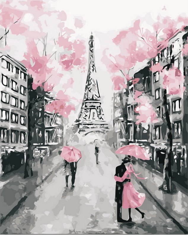 Eiffel Tower Black Pink paint by numbers kit