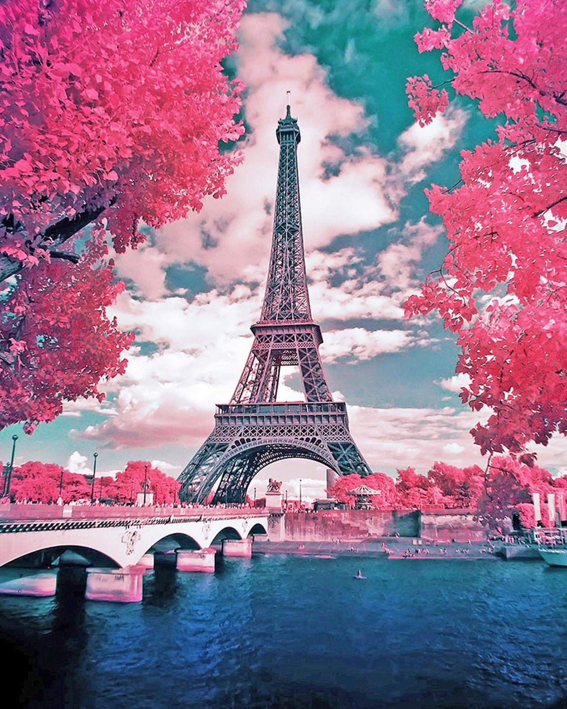 Pink Eiffel Tower paint by numbers kit