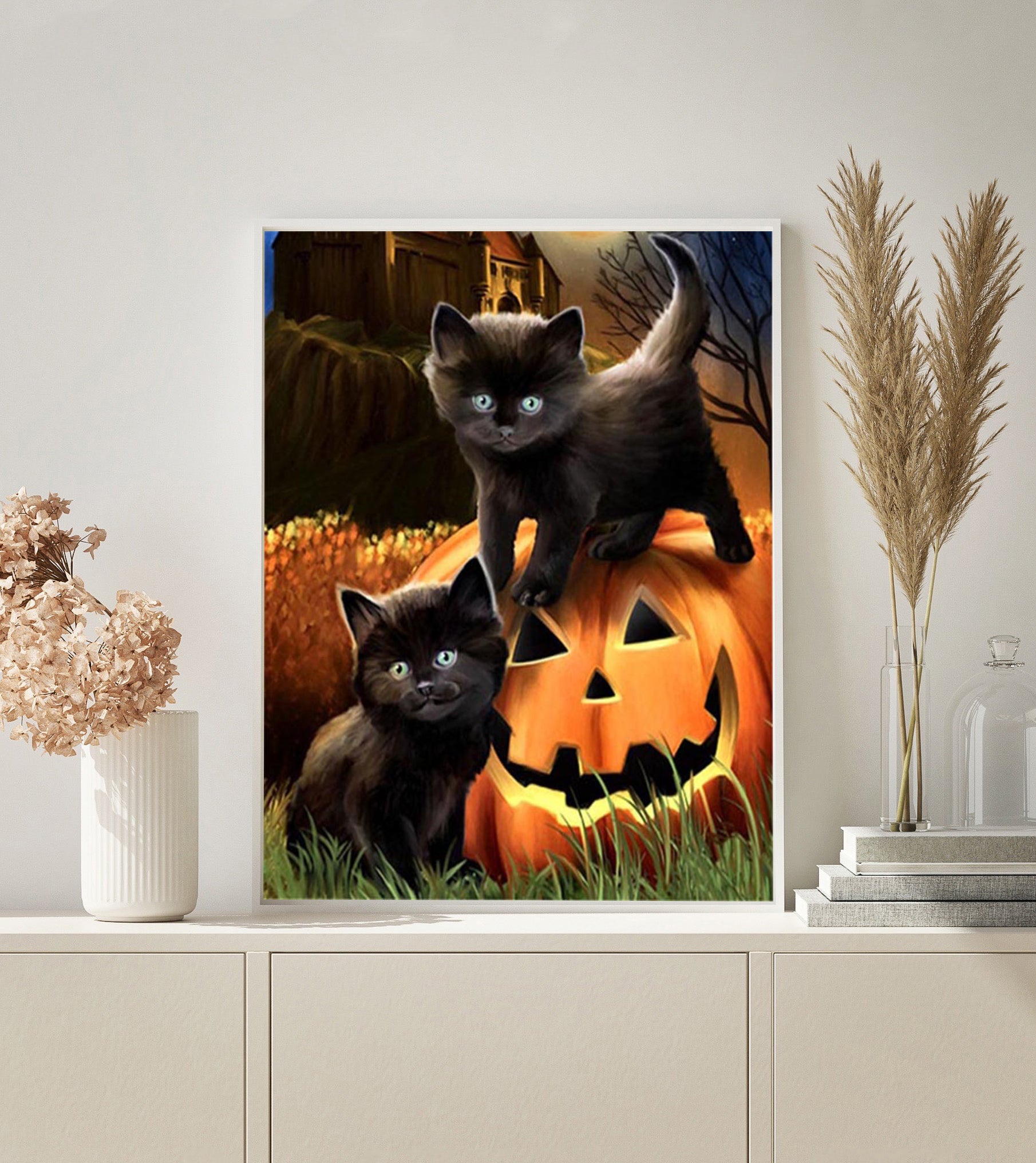 Cats on Pumpkin paint by numbers kit