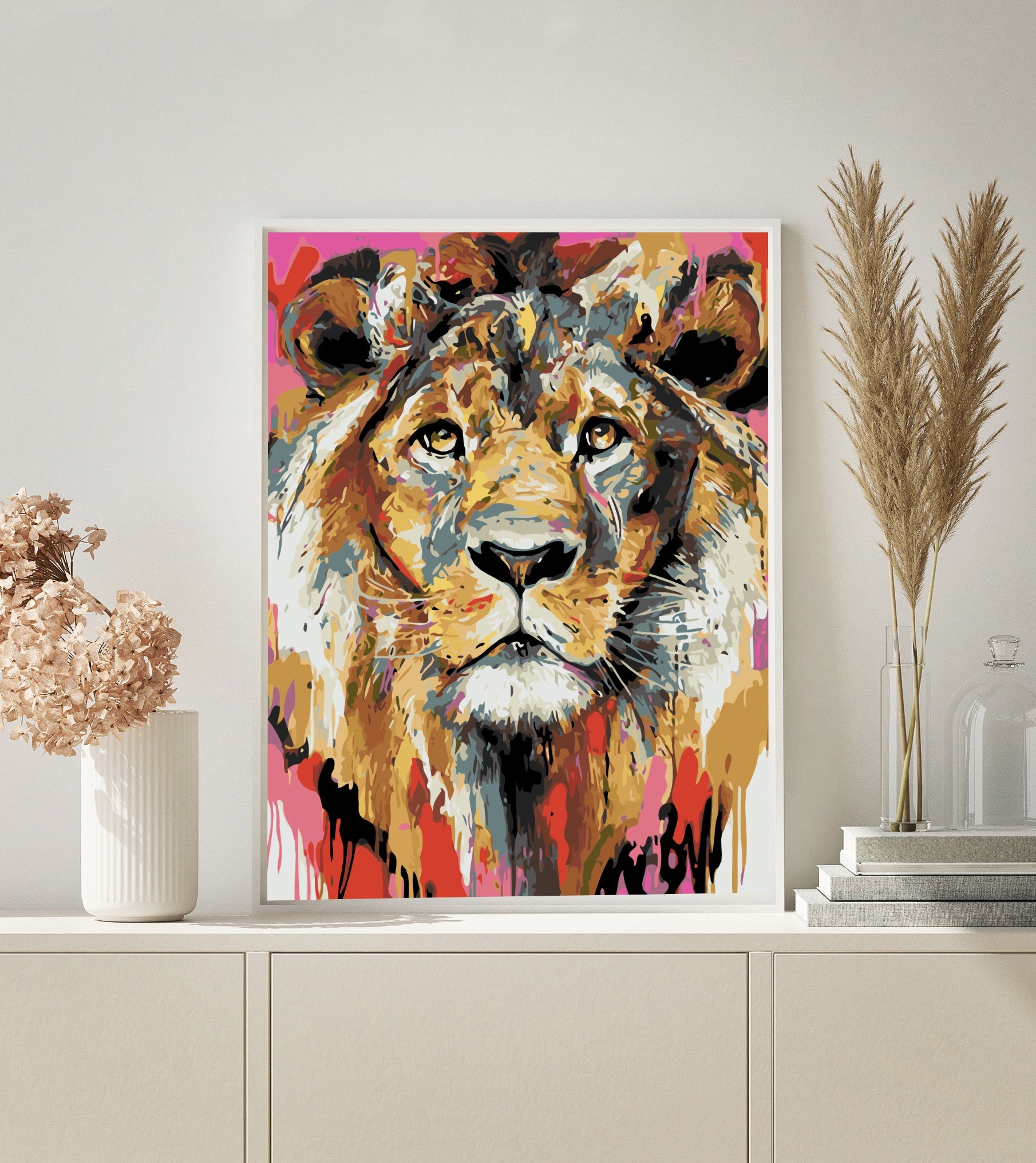 Lion Pink paint by numbers kit