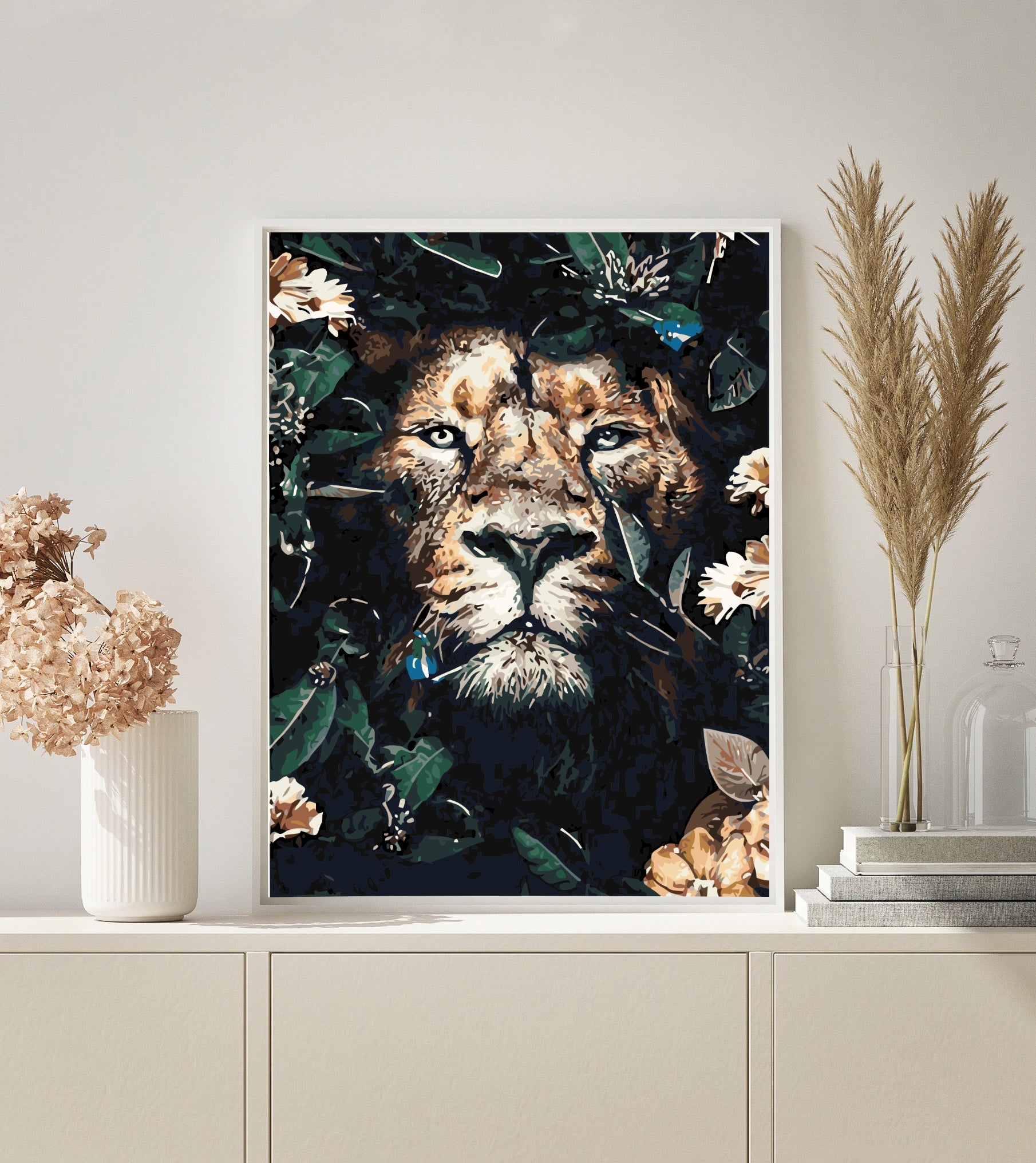 Lion in the Jungle paint by numbers kit