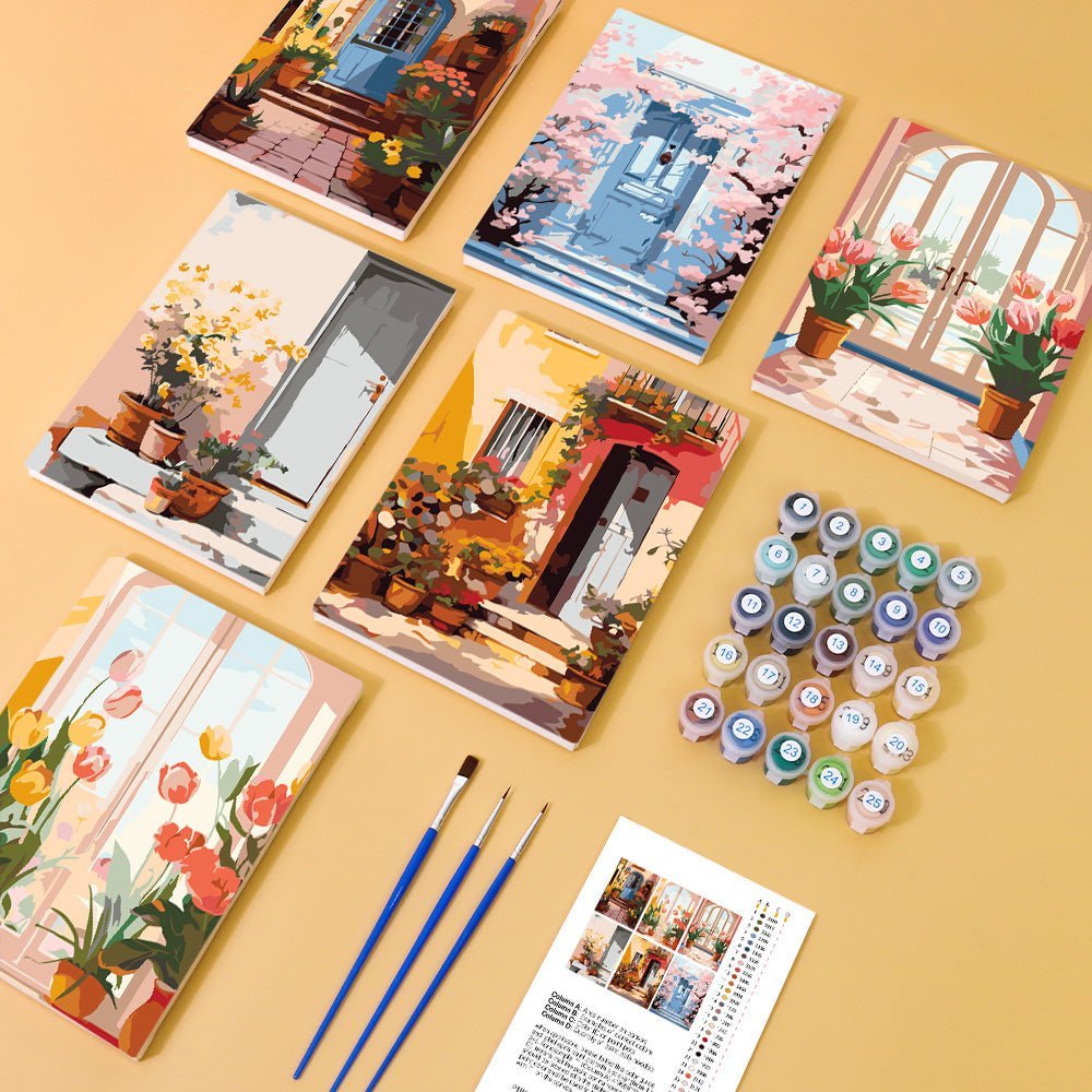 Streets 6 Mini Paintings paint by numbers kit