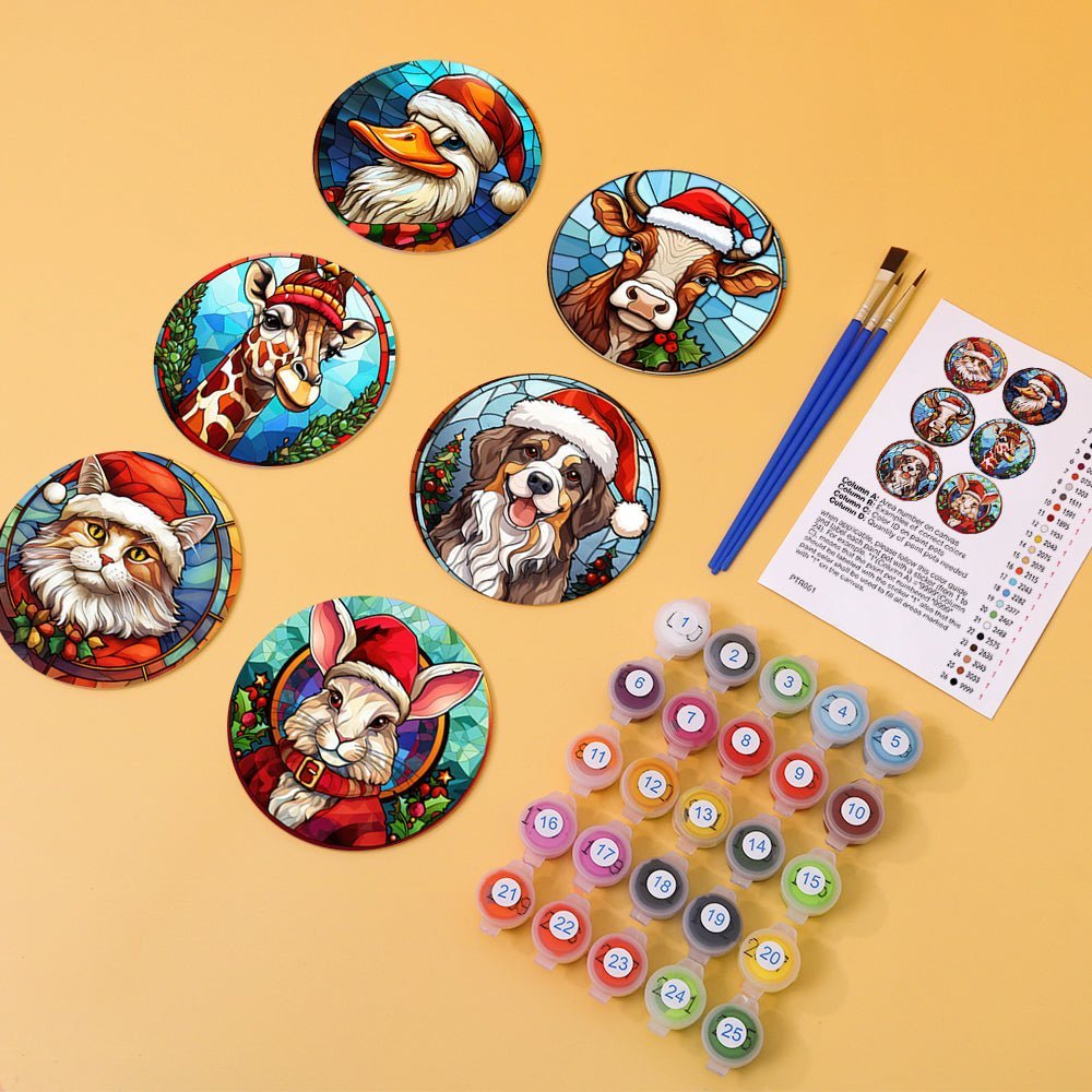 Christmas Coasters 6 PCS paint by numbers kit