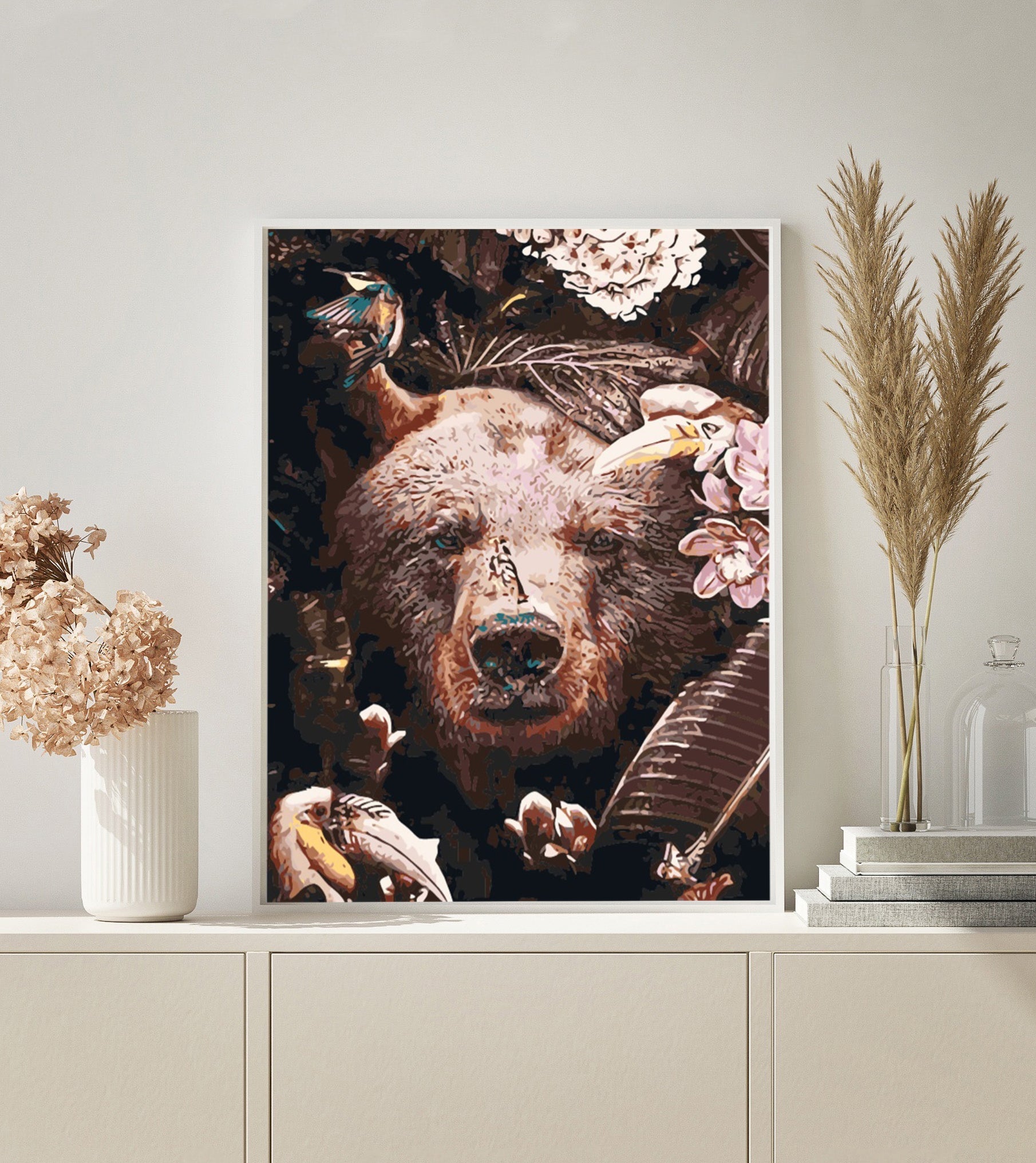 Bear with Birds paint by numbers kit