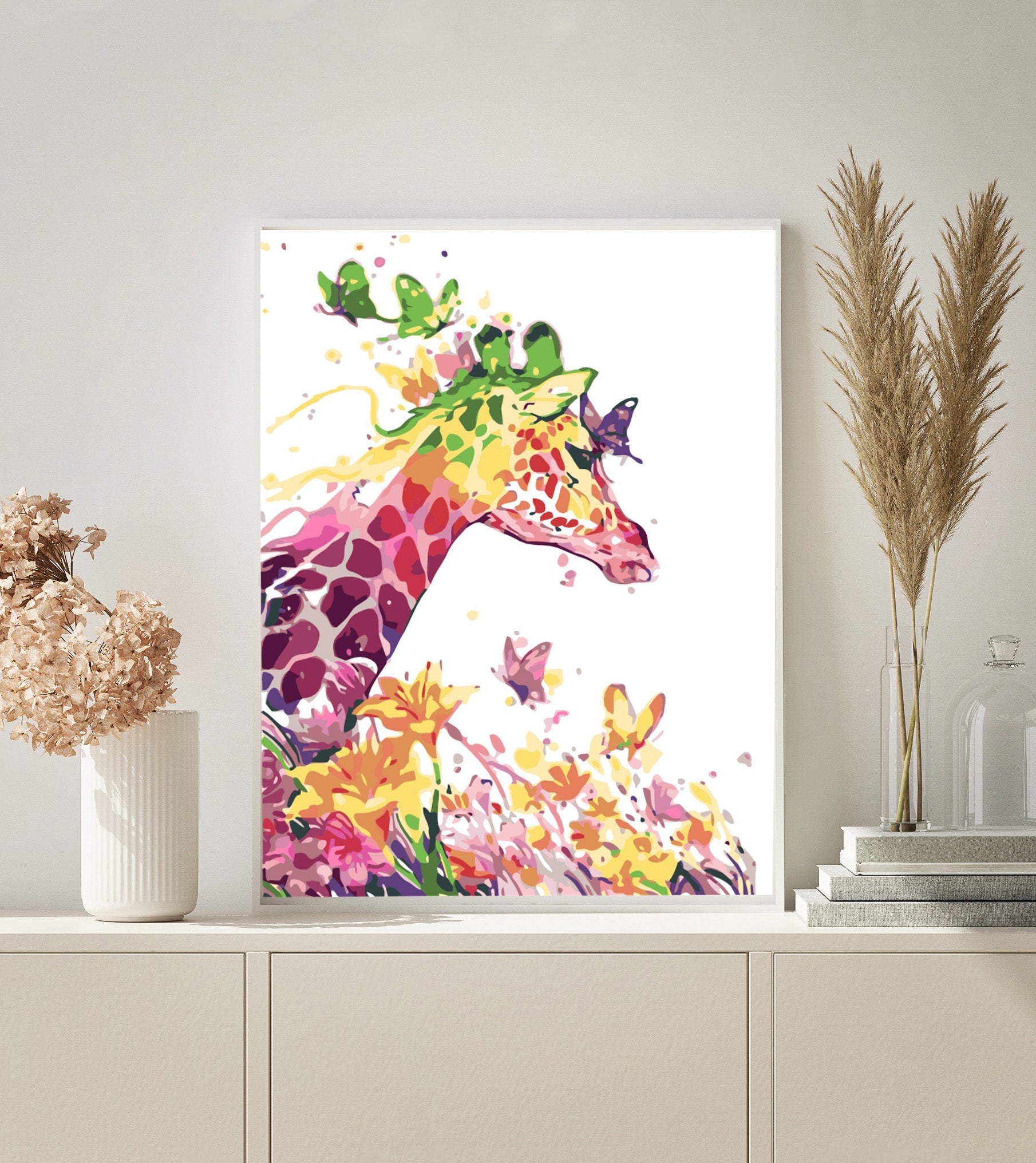 Colorful Giraffe paint by numbers kit