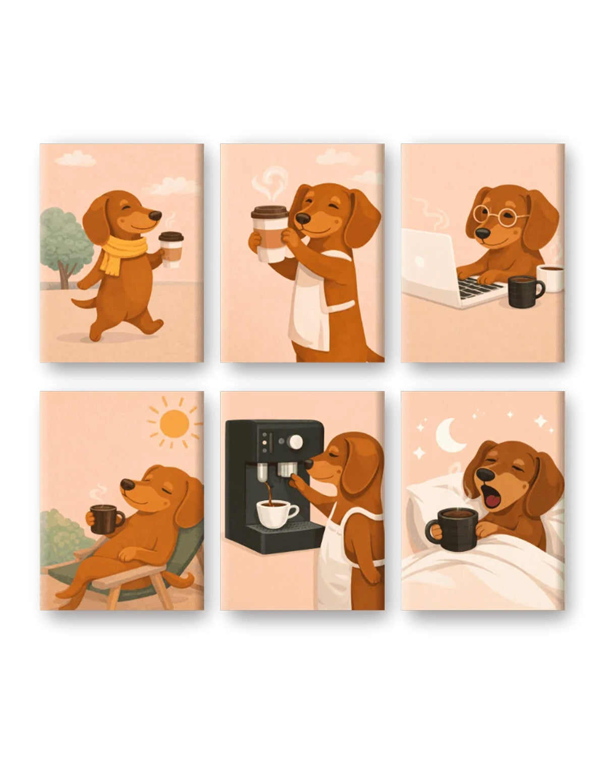 MINI PAINT BY NUMBERS | COFFEE DOG - Set of 6