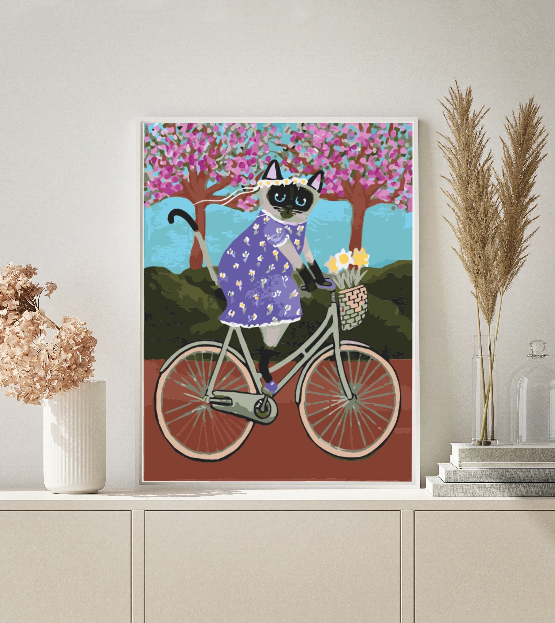 Cat on Bicycle paint by numbers kit