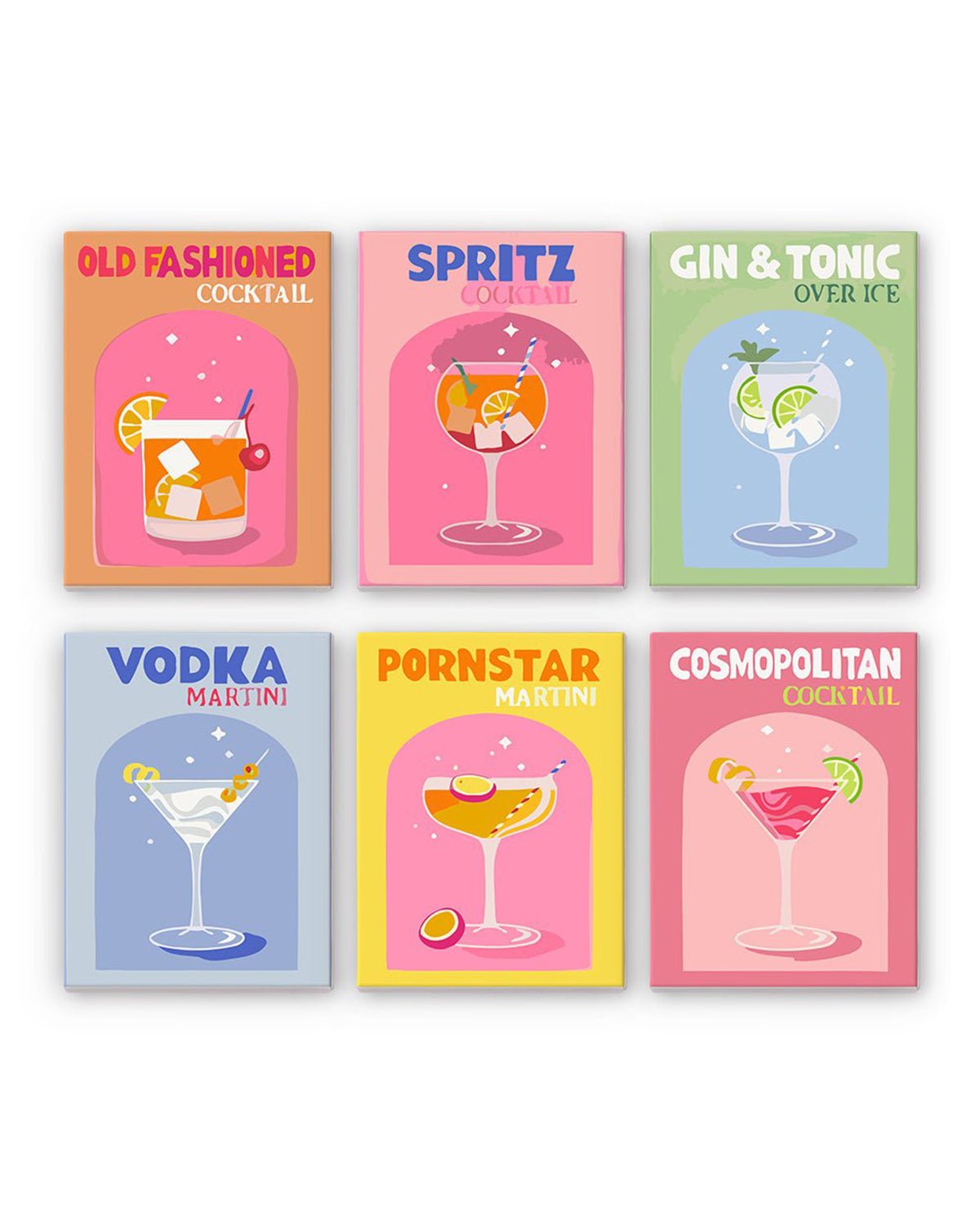 MINI PAINT BY NUMBERS | COCKTAIL COLORFUL - Set of 6
