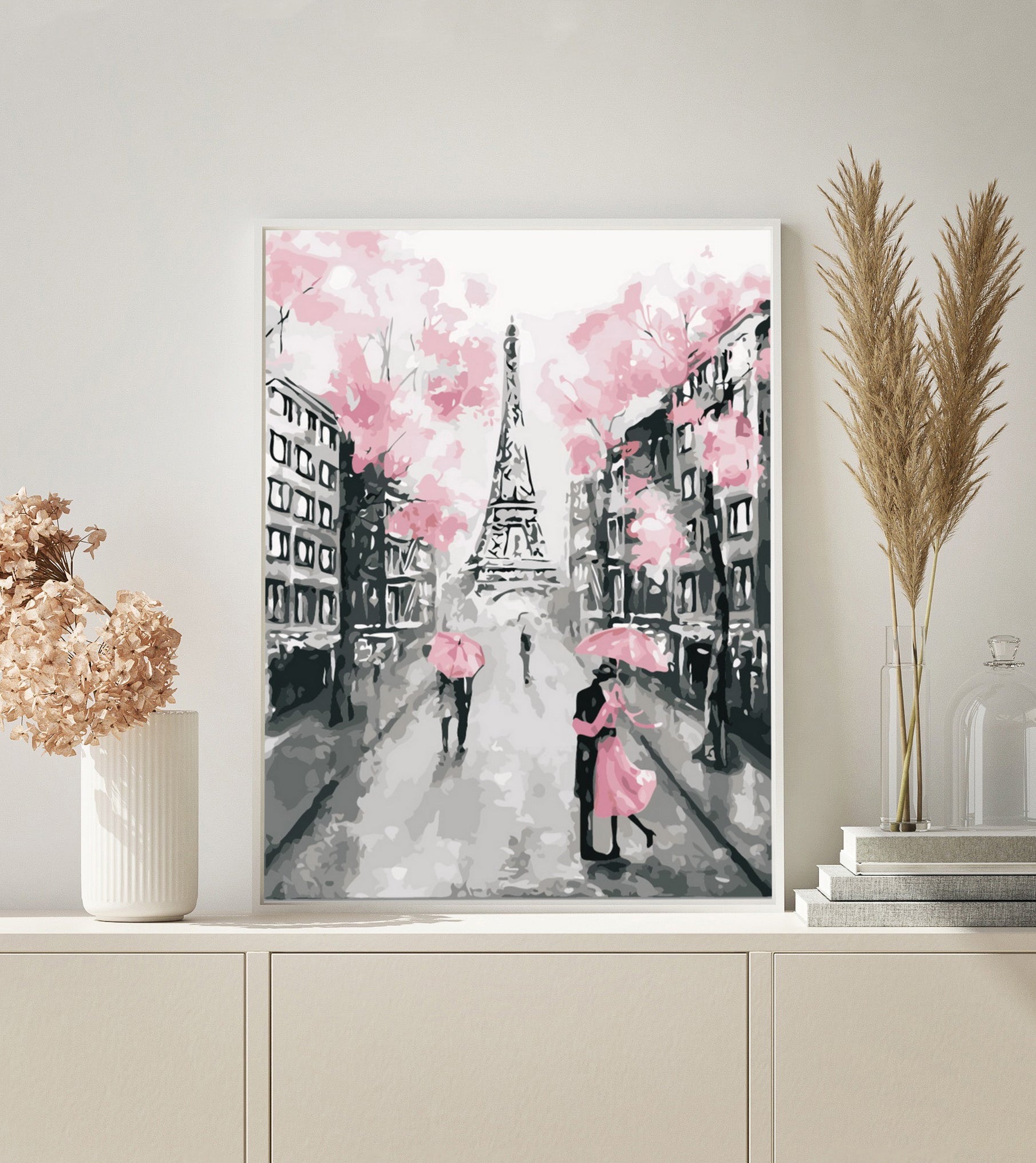 Eiffel Tower Black Pink paint by numbers kit